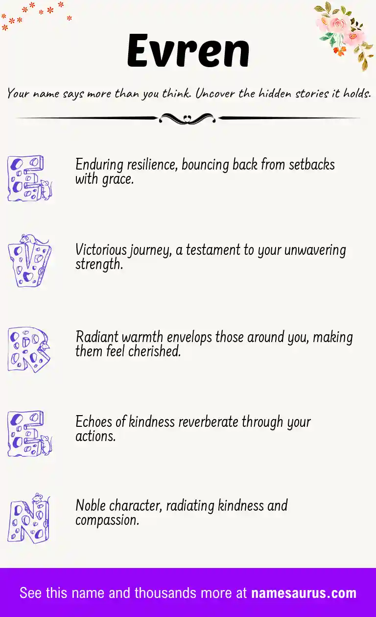 Acrostic poem about Evren.
