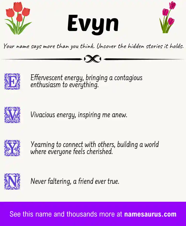Acrostic poem about Evyn.