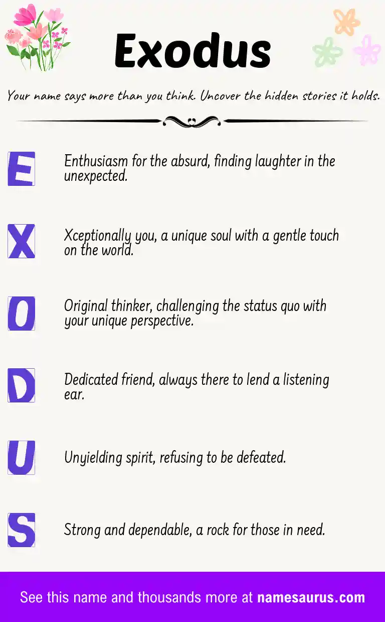 Acrostic poem about Exodus.