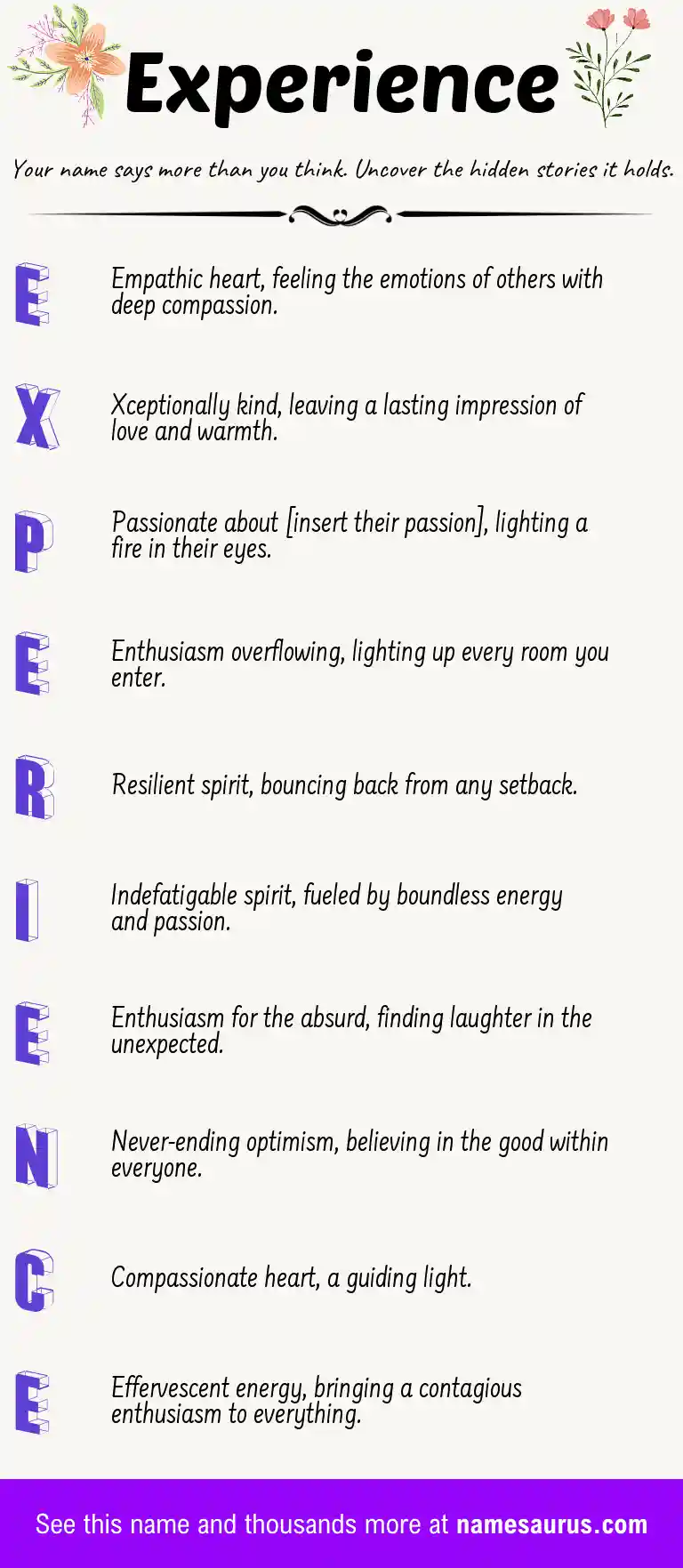 Acrostic poem about Experience.