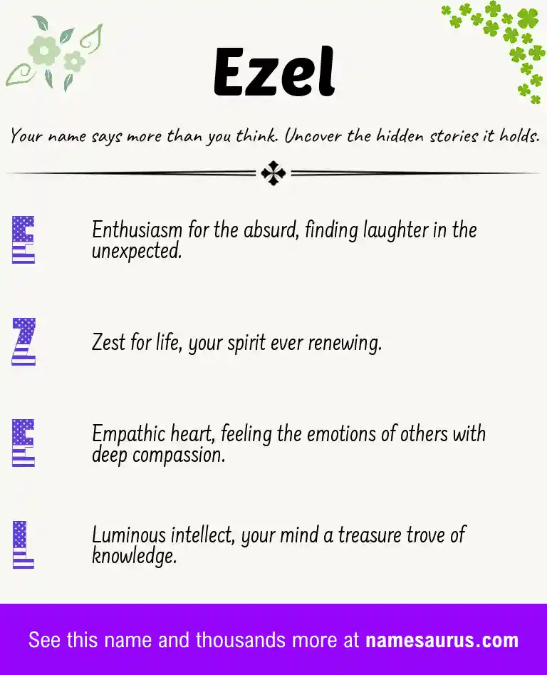 Acrostic poem about Ezel.