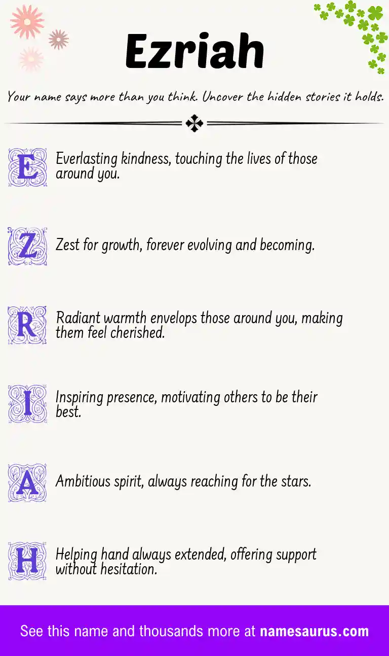 Acrostic poem about Ezriah.