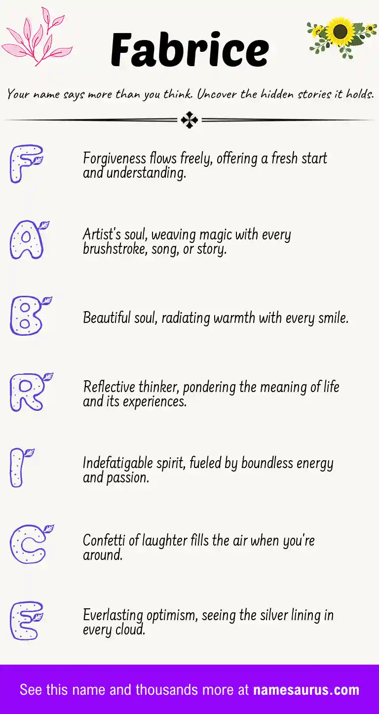 Acrostic poem about Fabrice.