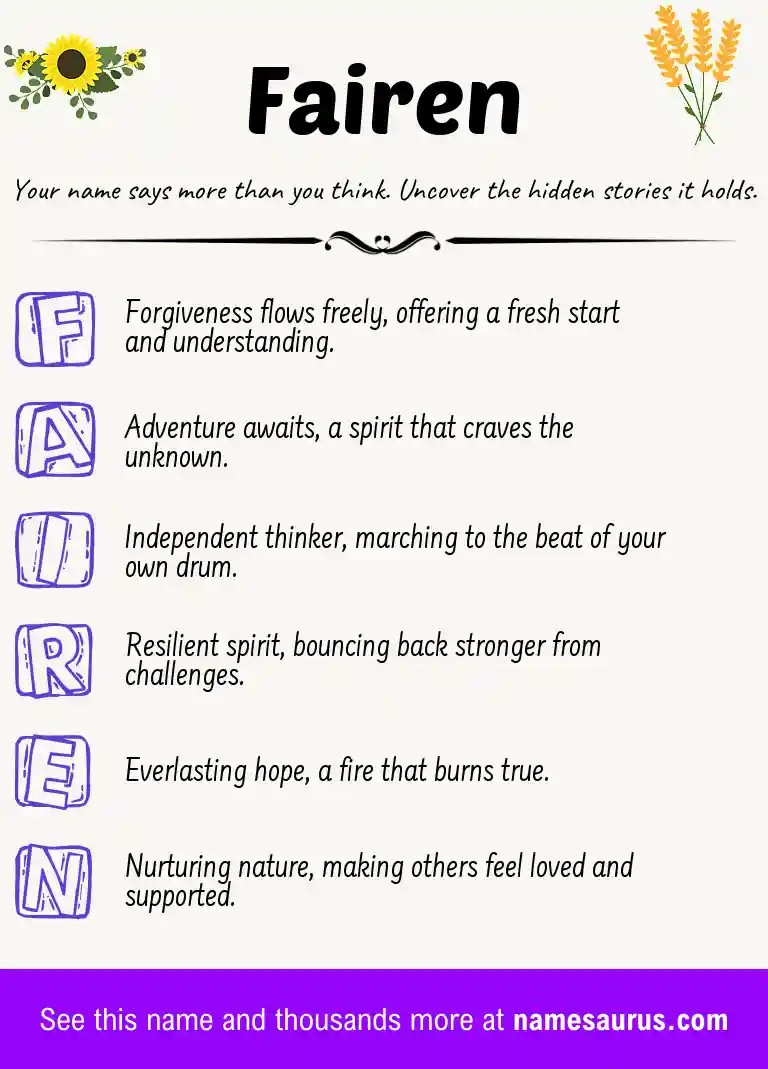 Acrostic poem about Fairen.