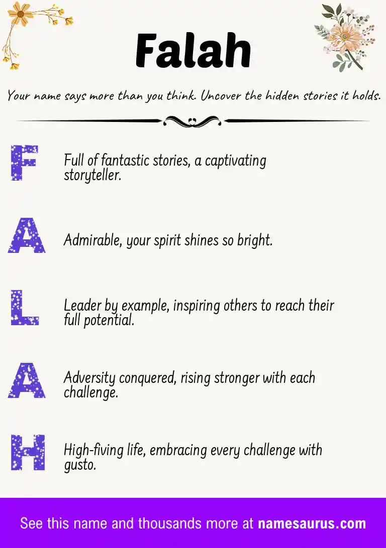 Acrostic poem about Falah.