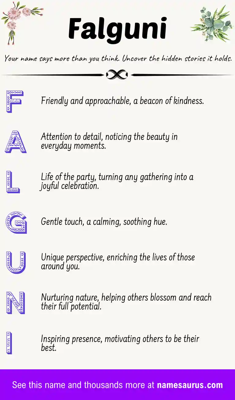 Acrostic poem about Falguni.