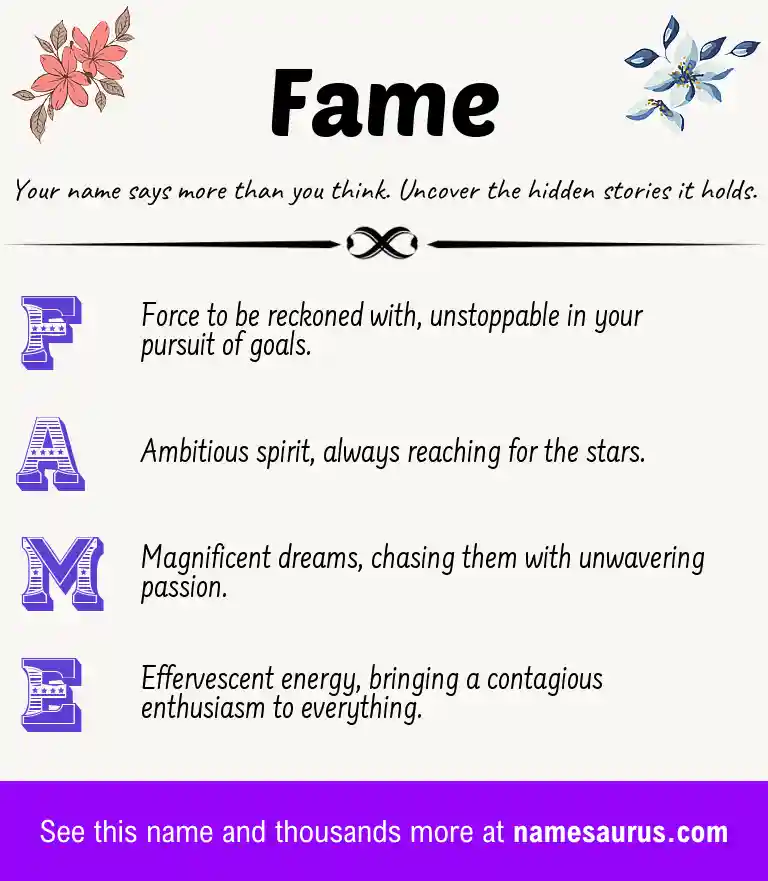 Acrostic poem about Fame.