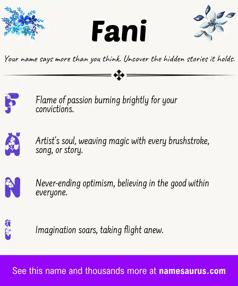 Acrostic poem about Fani.
