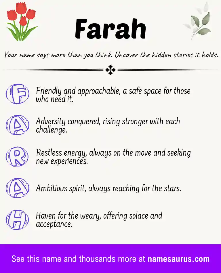 Acrostic poem about Farah.