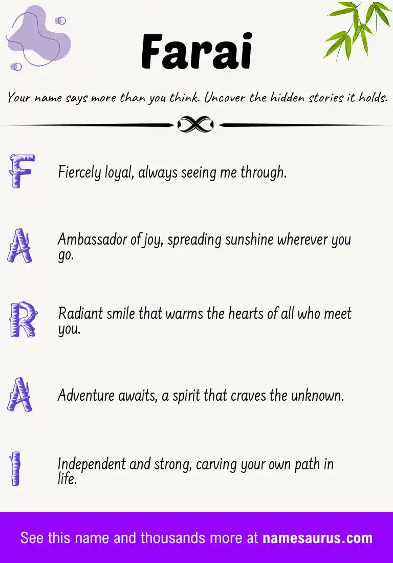Acrostic poem about Farai.