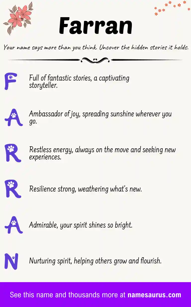 Acrostic poem about Farran.