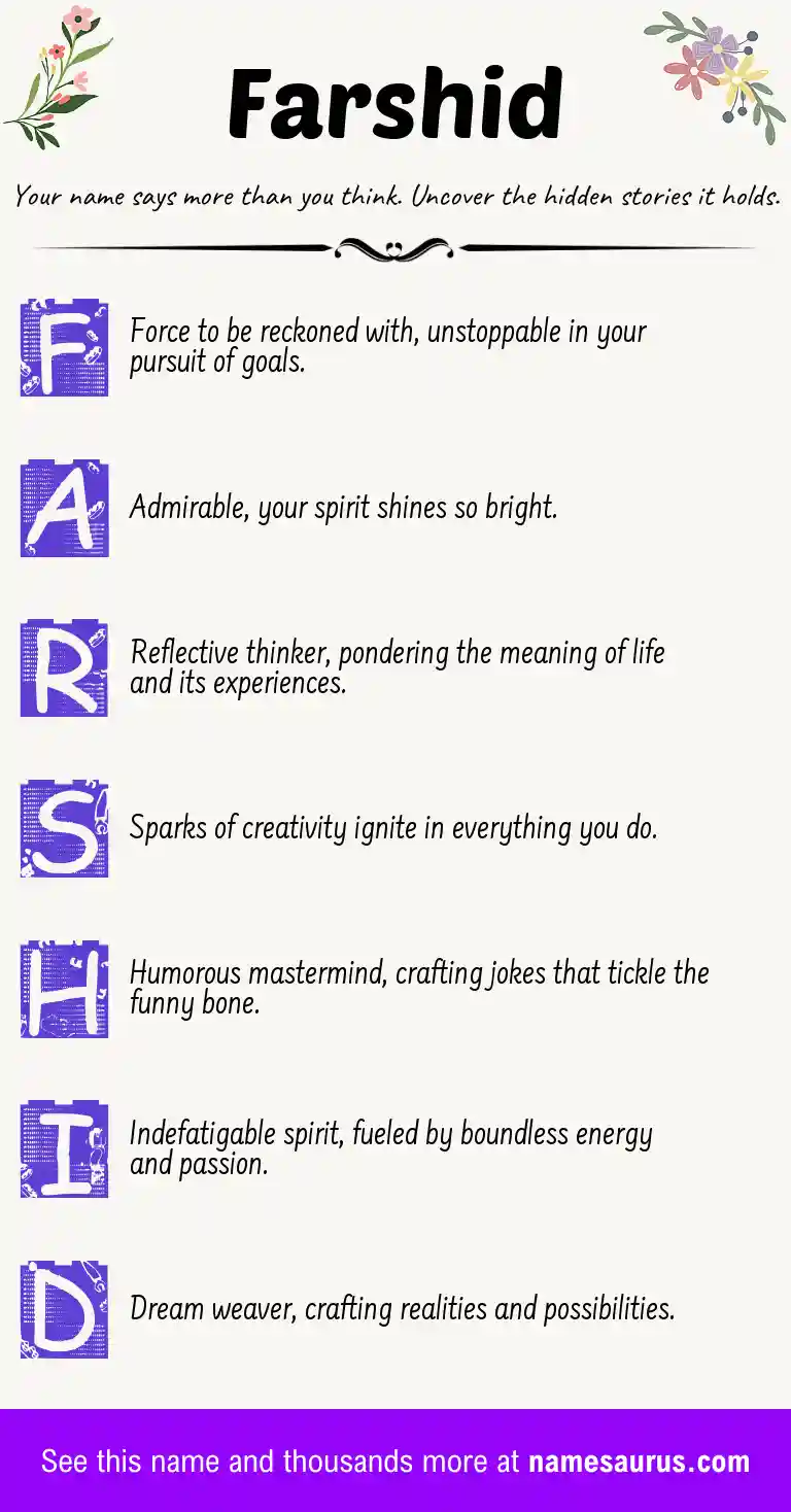 Acrostic poem about Farshid.