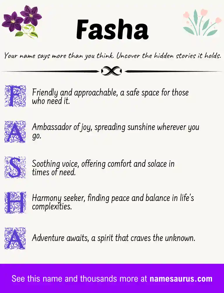Acrostic poem about Fasha.