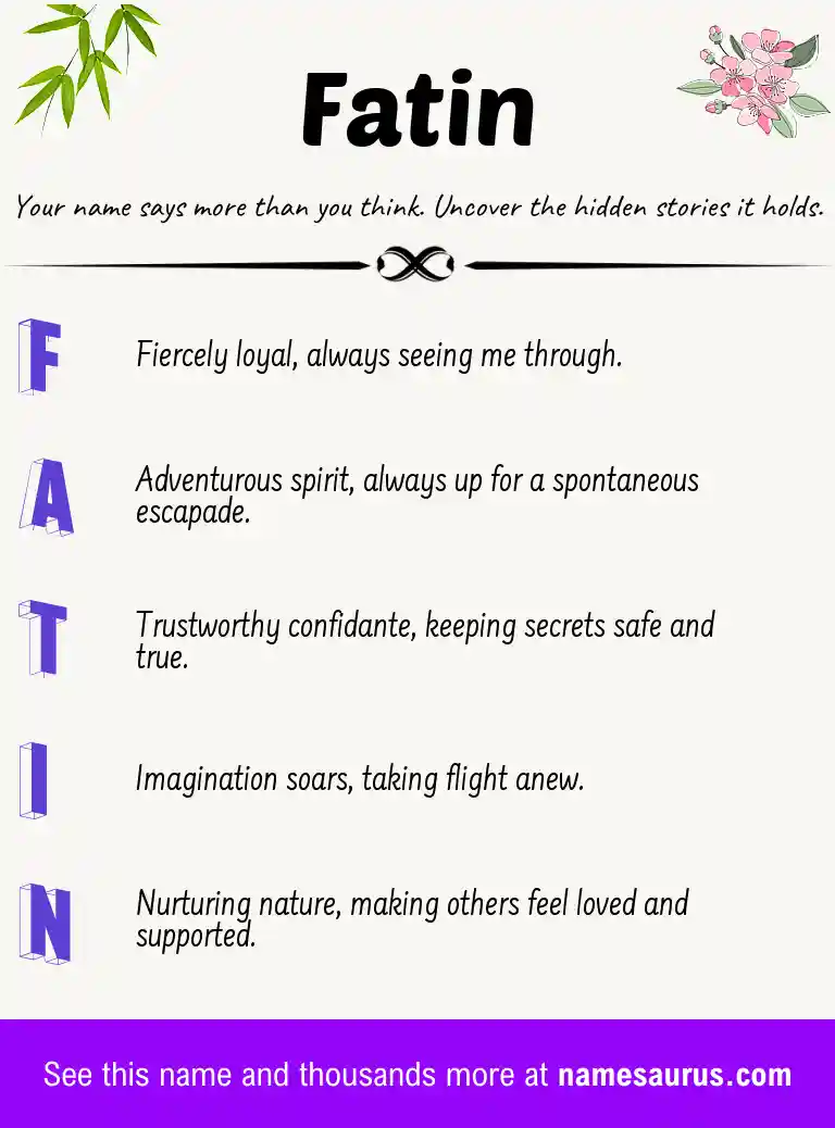 Acrostic poem about Fatin.
