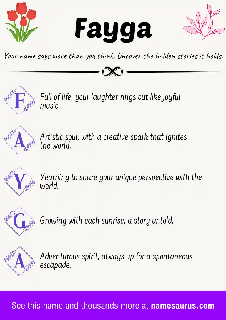 Acrostic poem about Fayga.