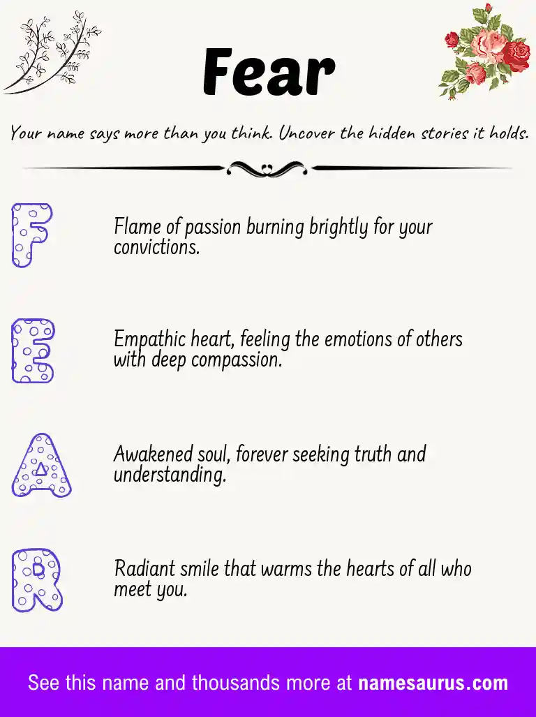 Acrostic poem about Fear.