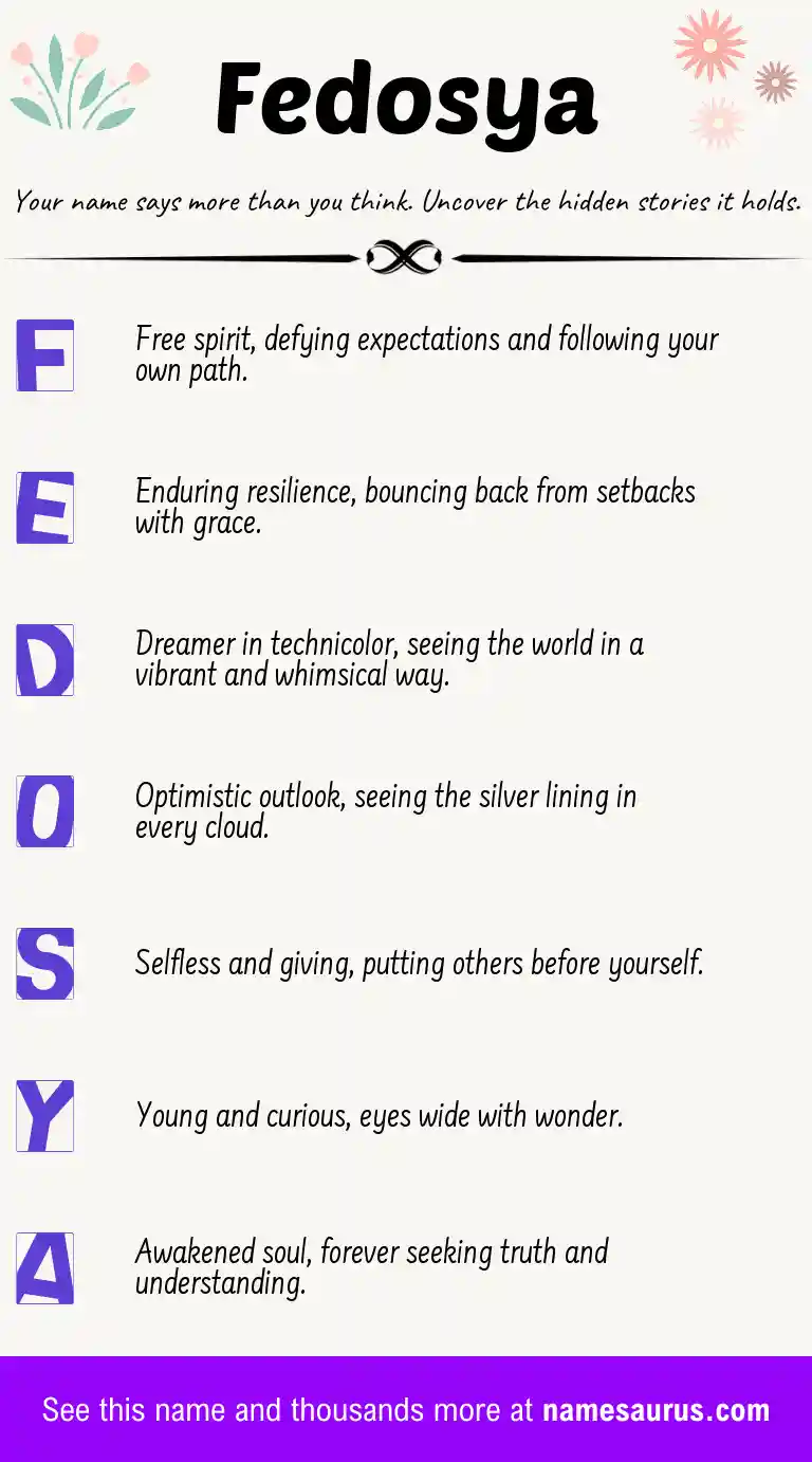 Acrostic poem about Fedosya.