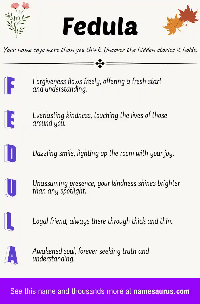 Acrostic poem about Fedula.