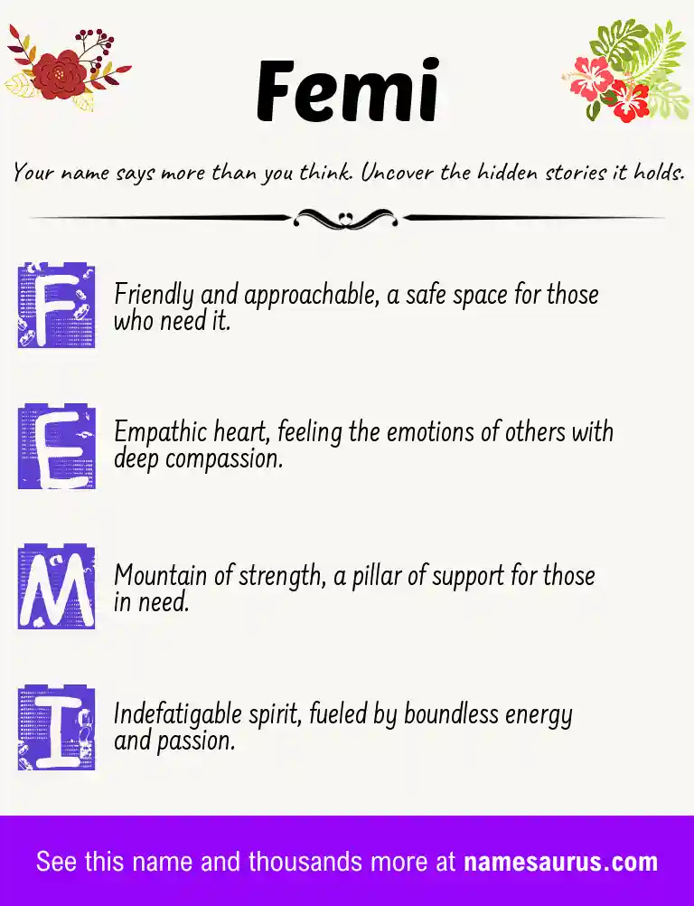 Acrostic poem about Femi.