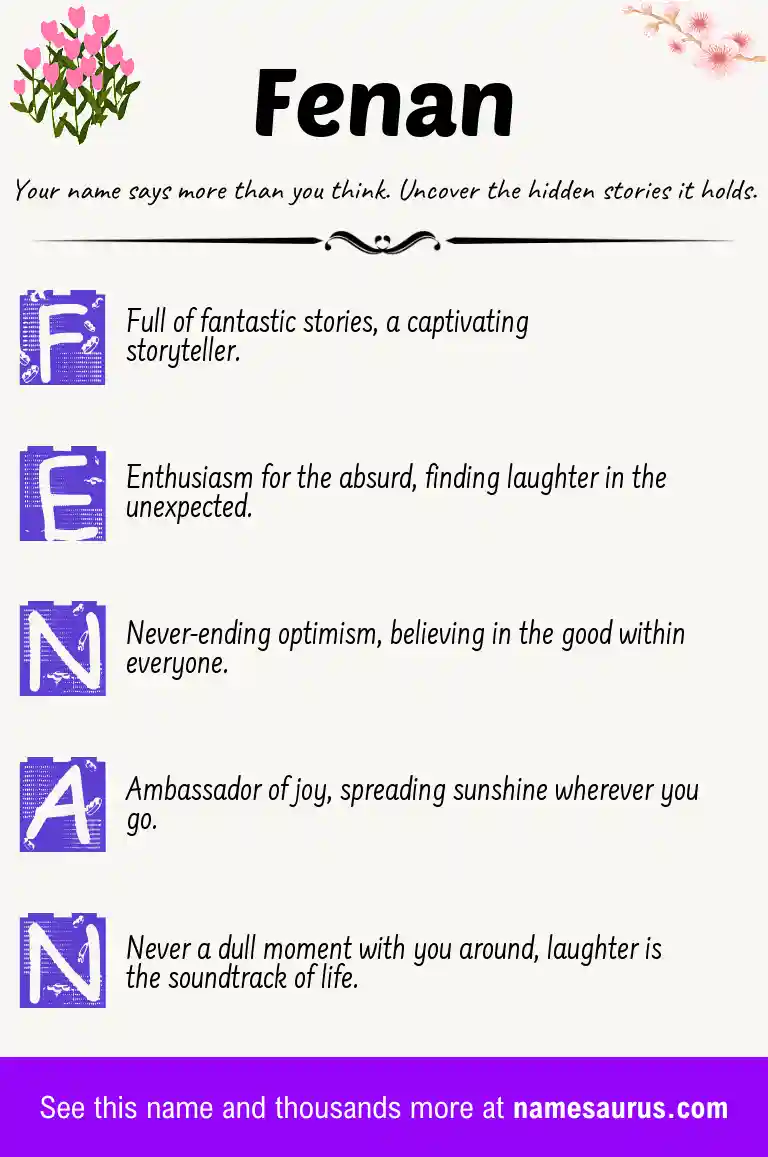 Acrostic poem about Fenan.