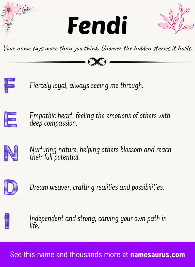 Acrostic poem about Fendi.