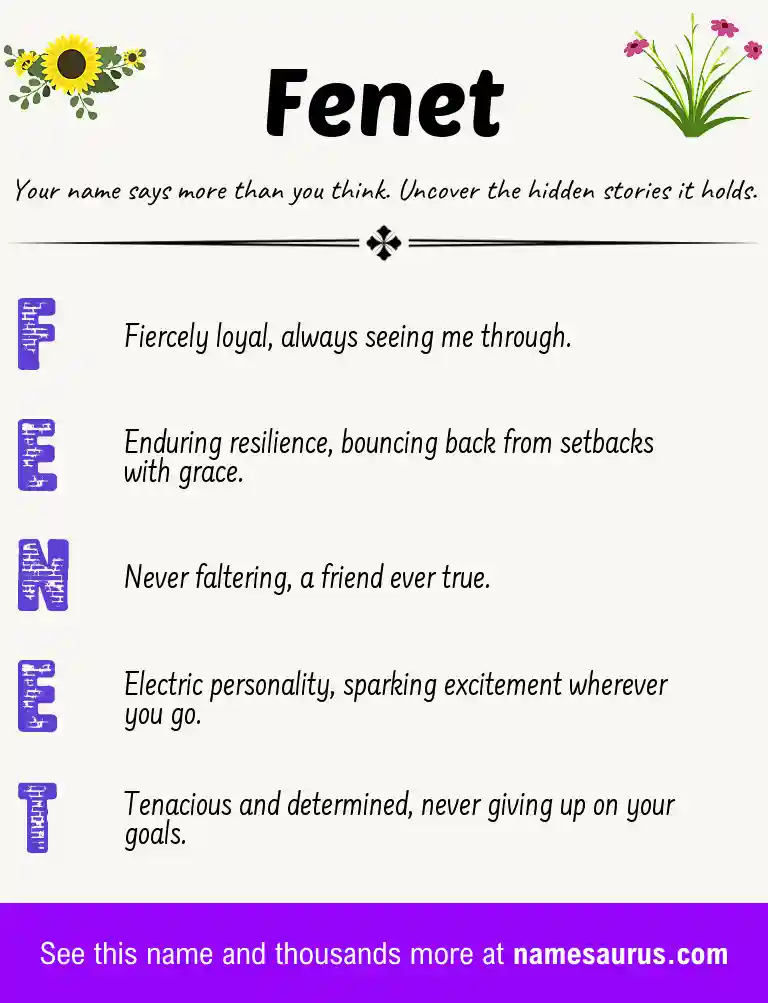 Acrostic poem about Fenet.