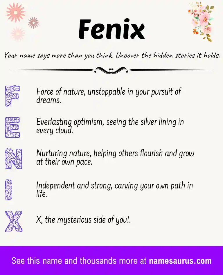 Acrostic poem about Fenix.