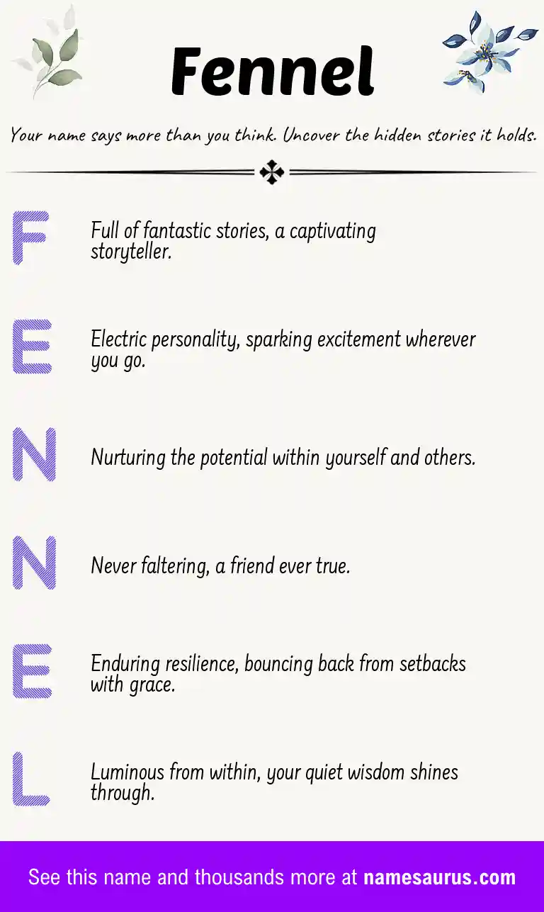 Acrostic poem about Fennel.