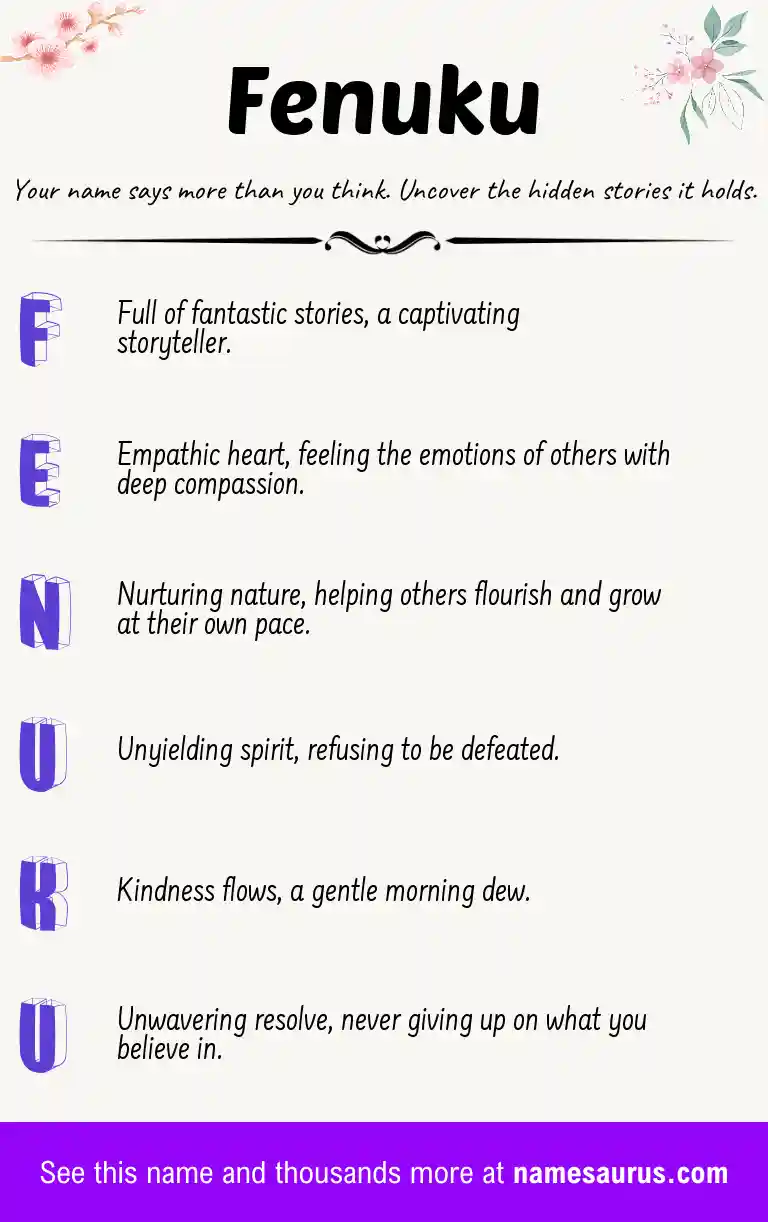 Acrostic poem about Fenuku.
