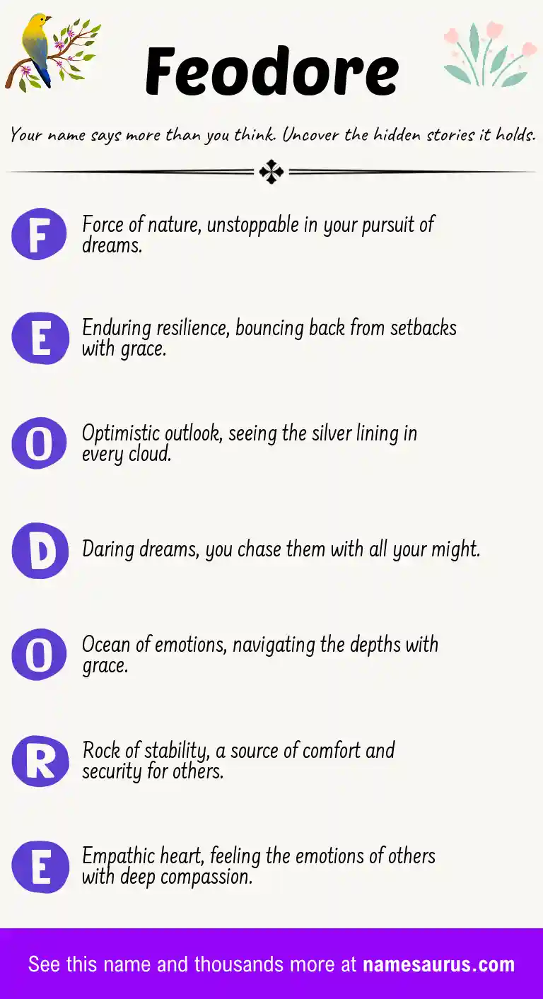Acrostic poem about Feodore.