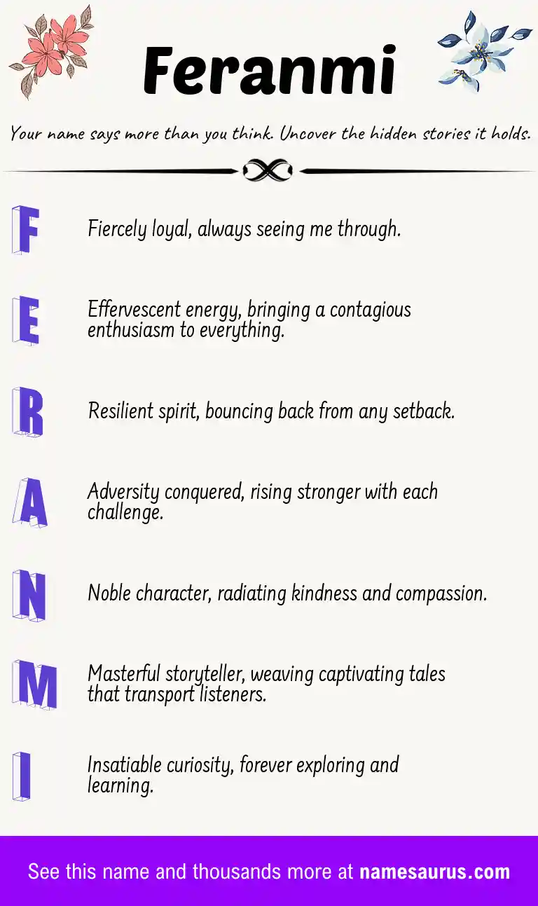 Acrostic poem about Feranmi.