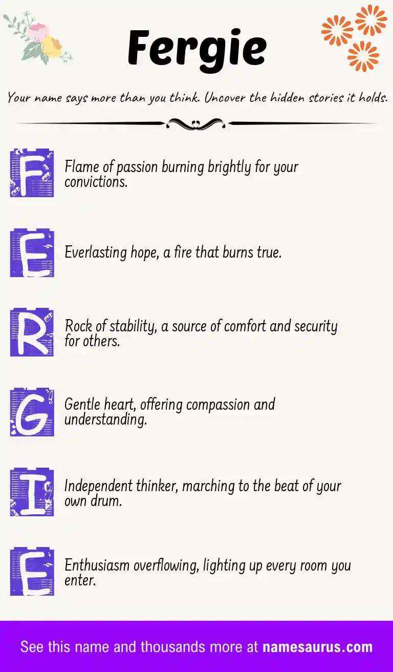 Acrostic poem about Fergie.