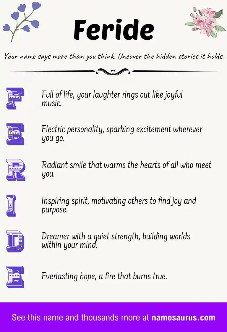 Acrostic poem about Feride.