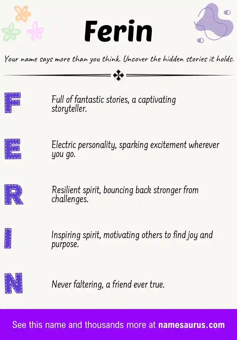 Acrostic poem about Ferin.