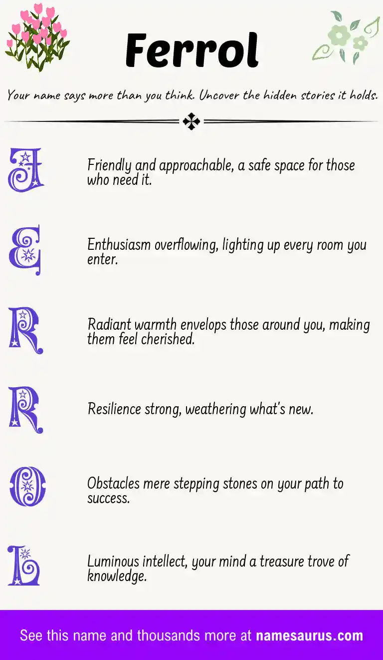 Acrostic poem about Ferrol.