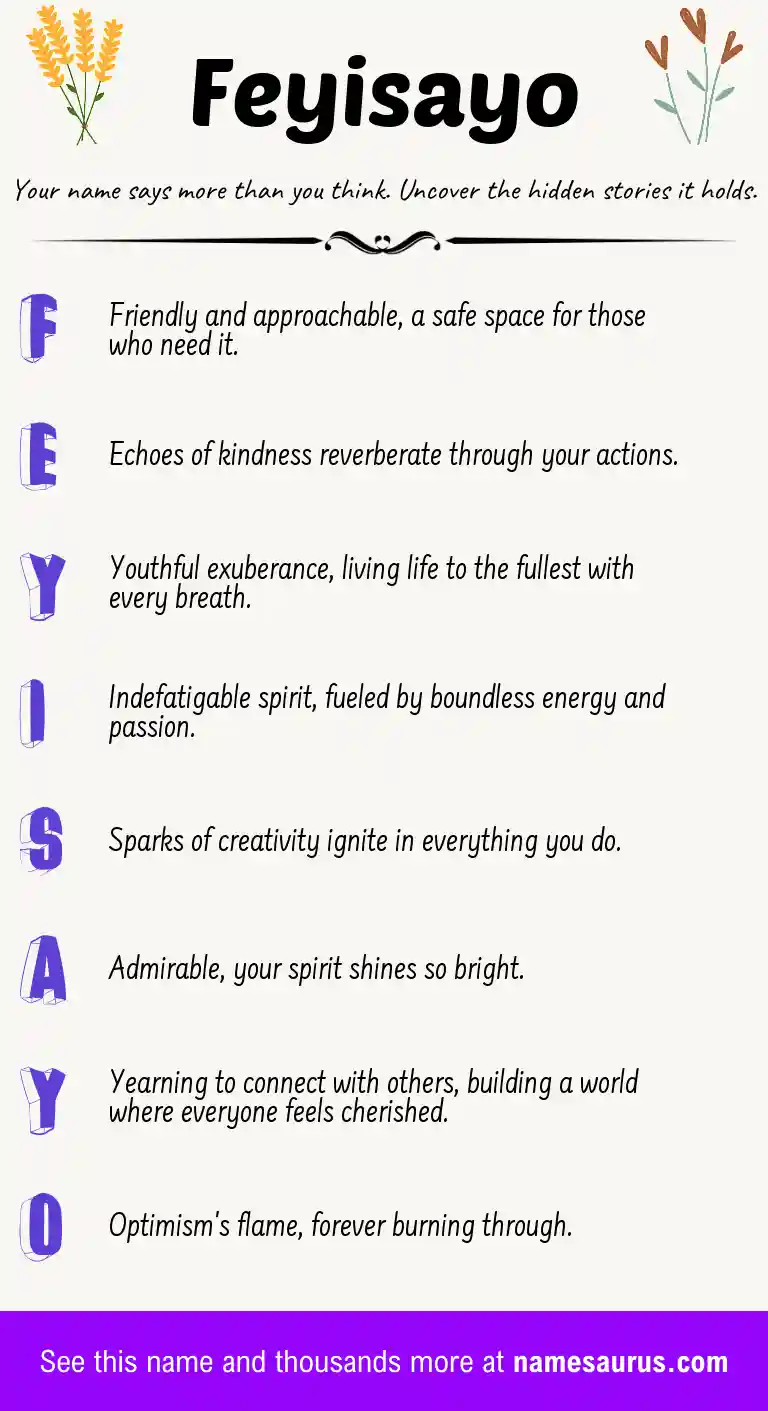Acrostic poem about Feyisayo.