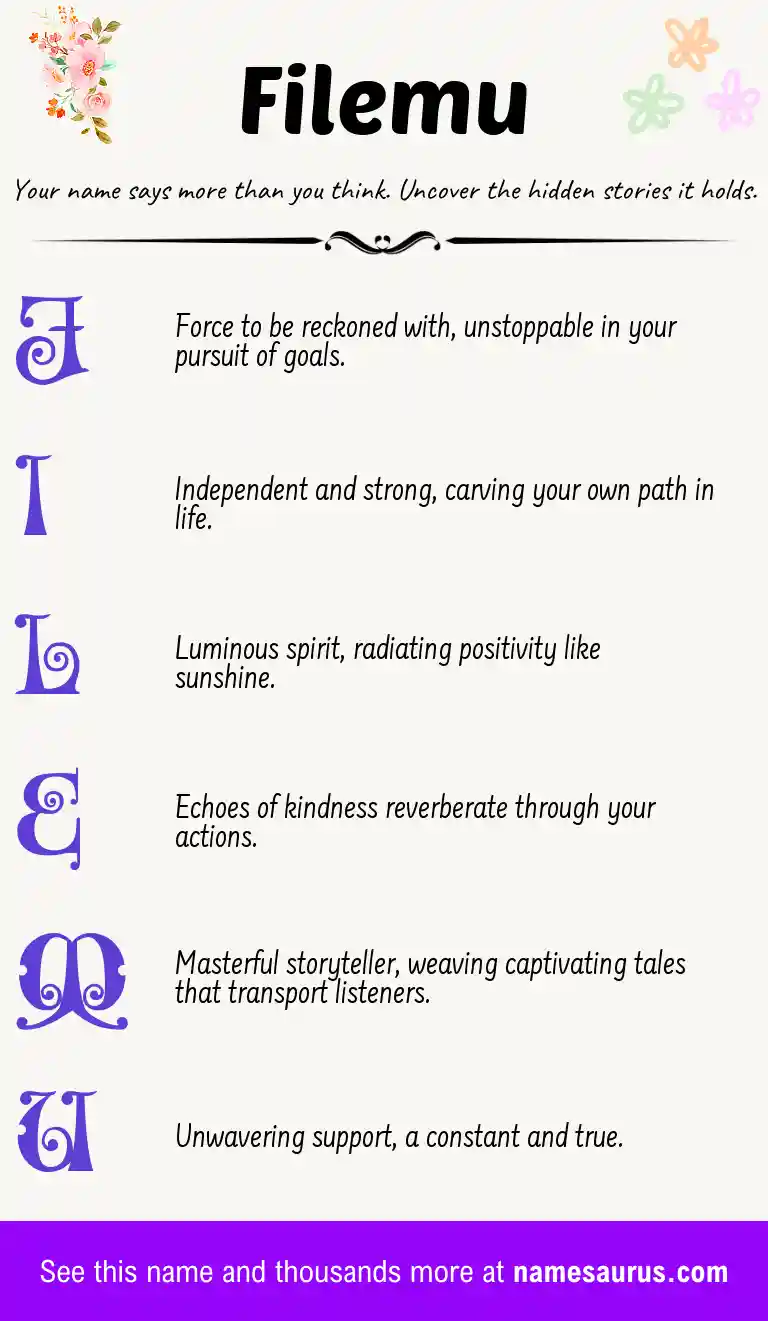 Acrostic poem about Filemu.