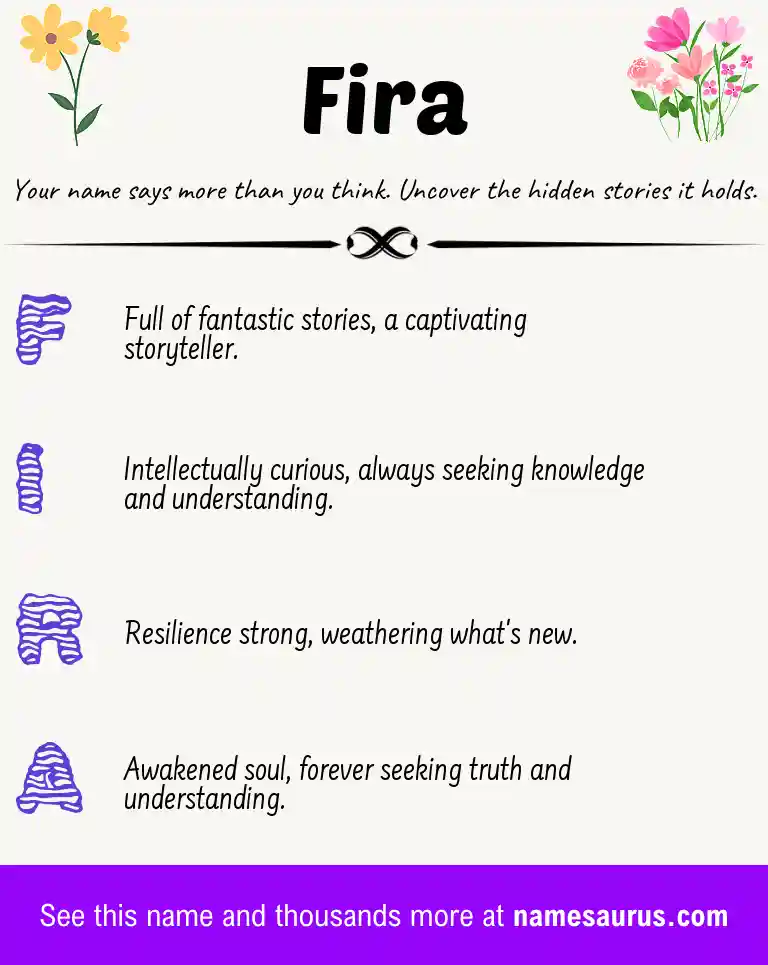 Acrostic poem about Fira.