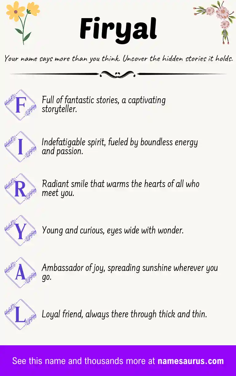Acrostic poem about Firyal.