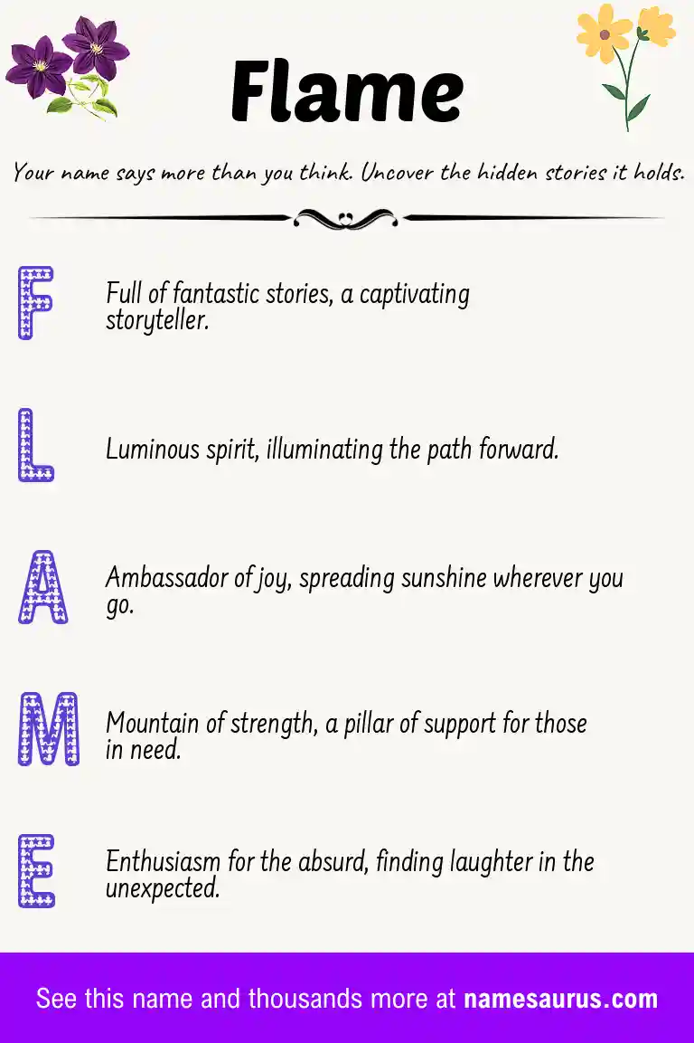 Acrostic poem about Flame.
