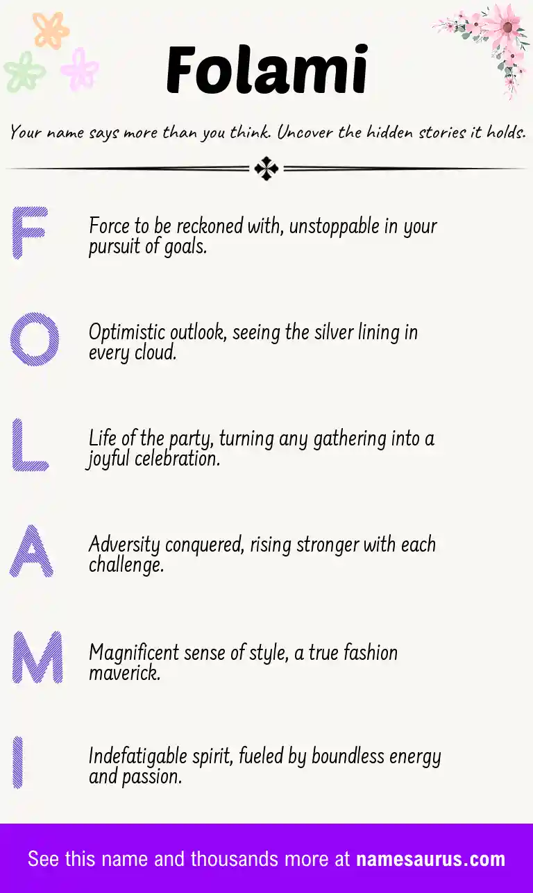 Acrostic poem about Folami.