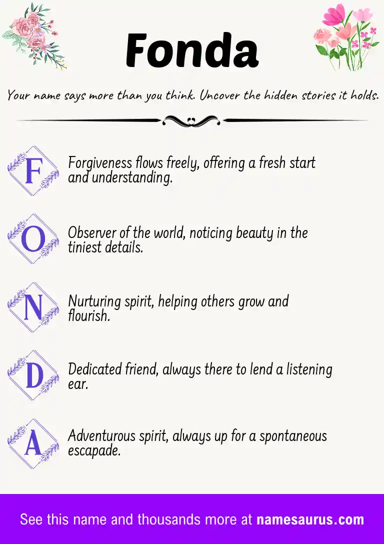 Acrostic poem about Fonda.