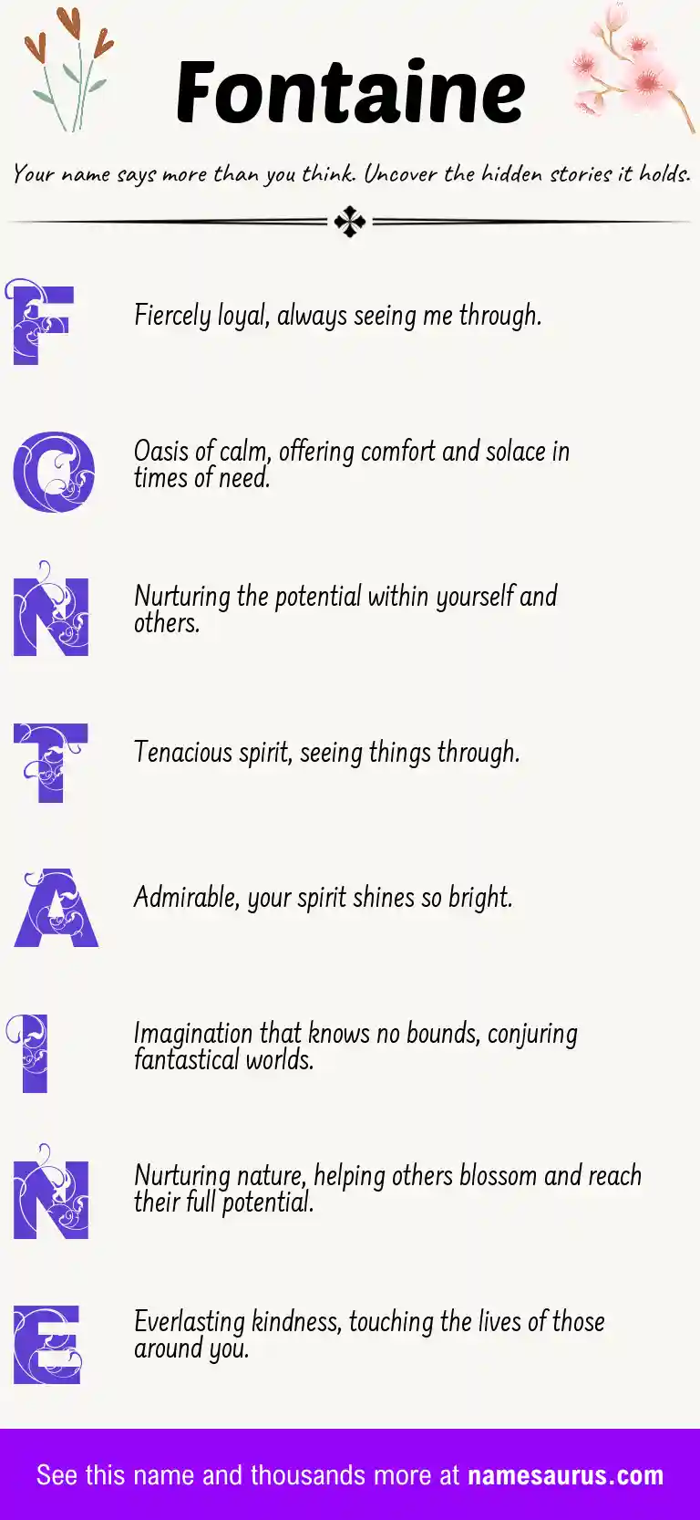 Acrostic poem about Fontaine.