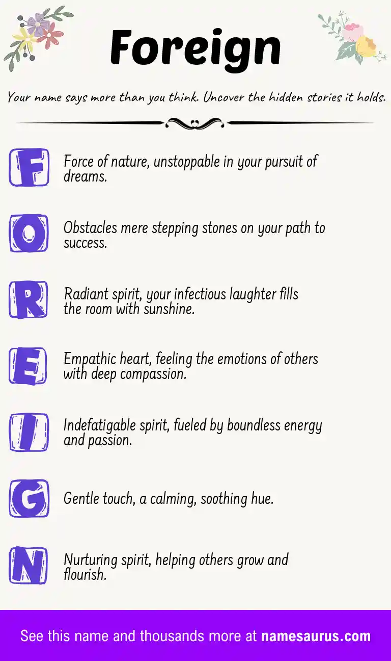 Acrostic poem about Foreign.