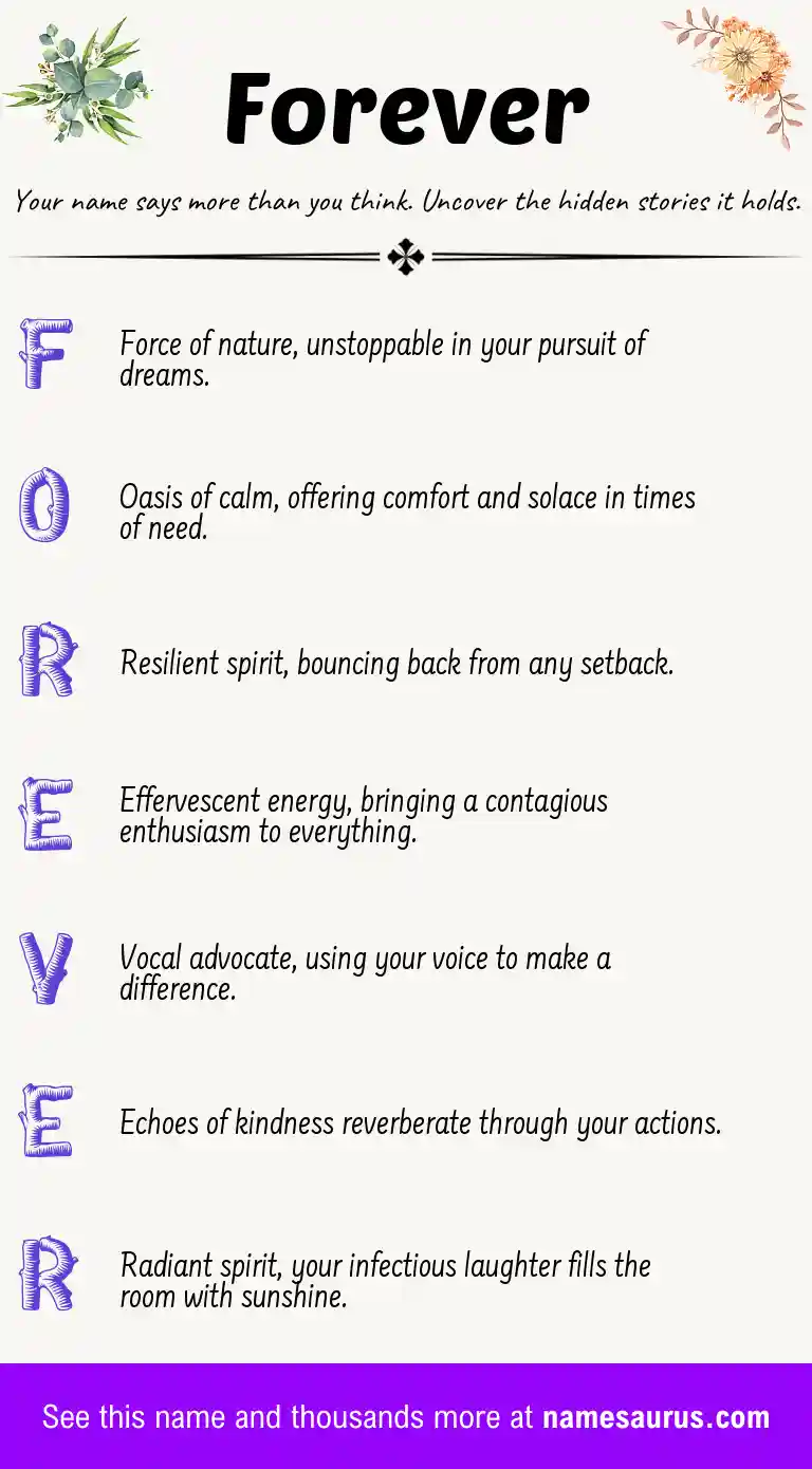 Acrostic poem about Forever.