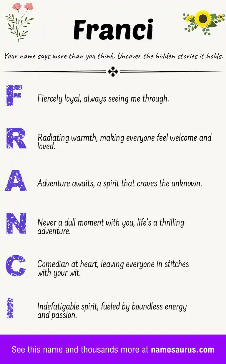 Acrostic poem about Franci.