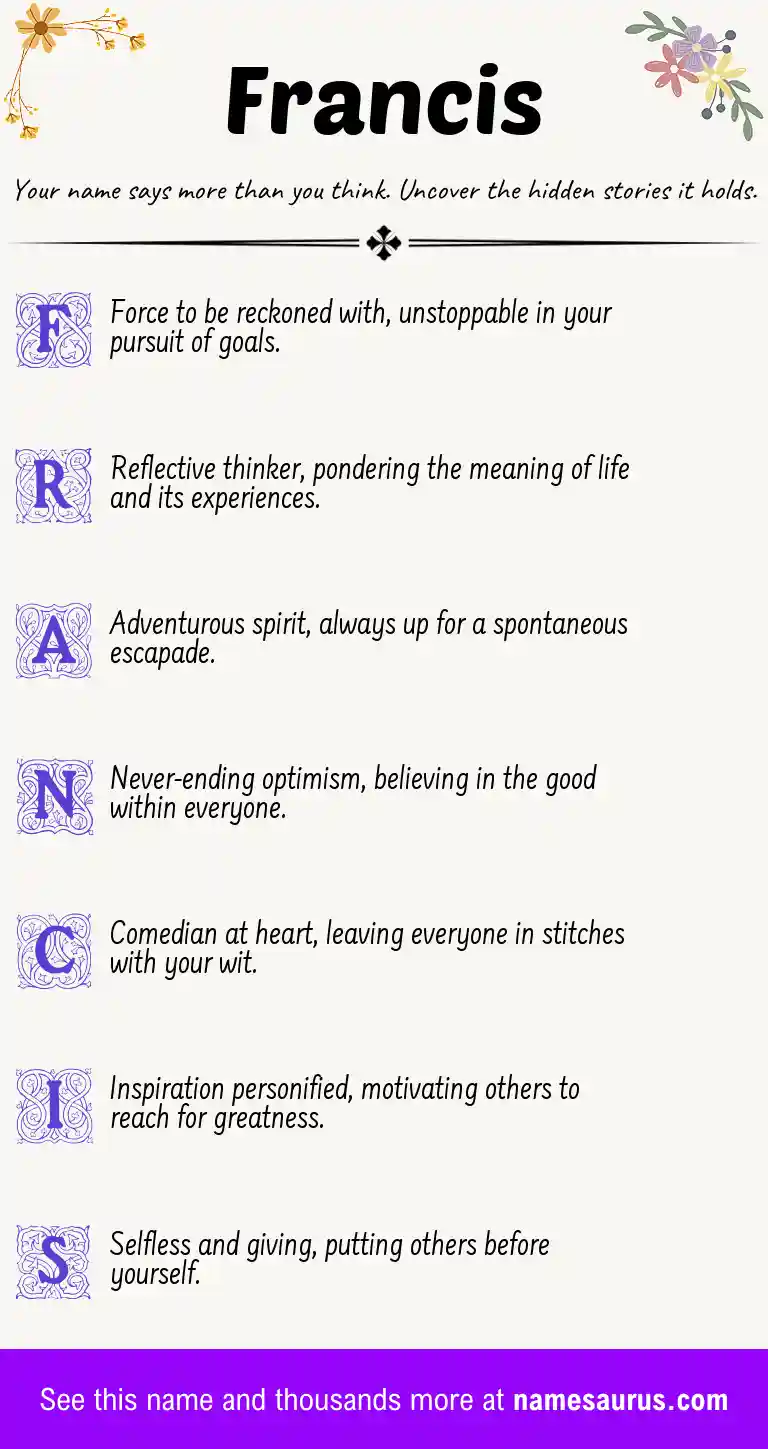 Acrostic poem about Francis.