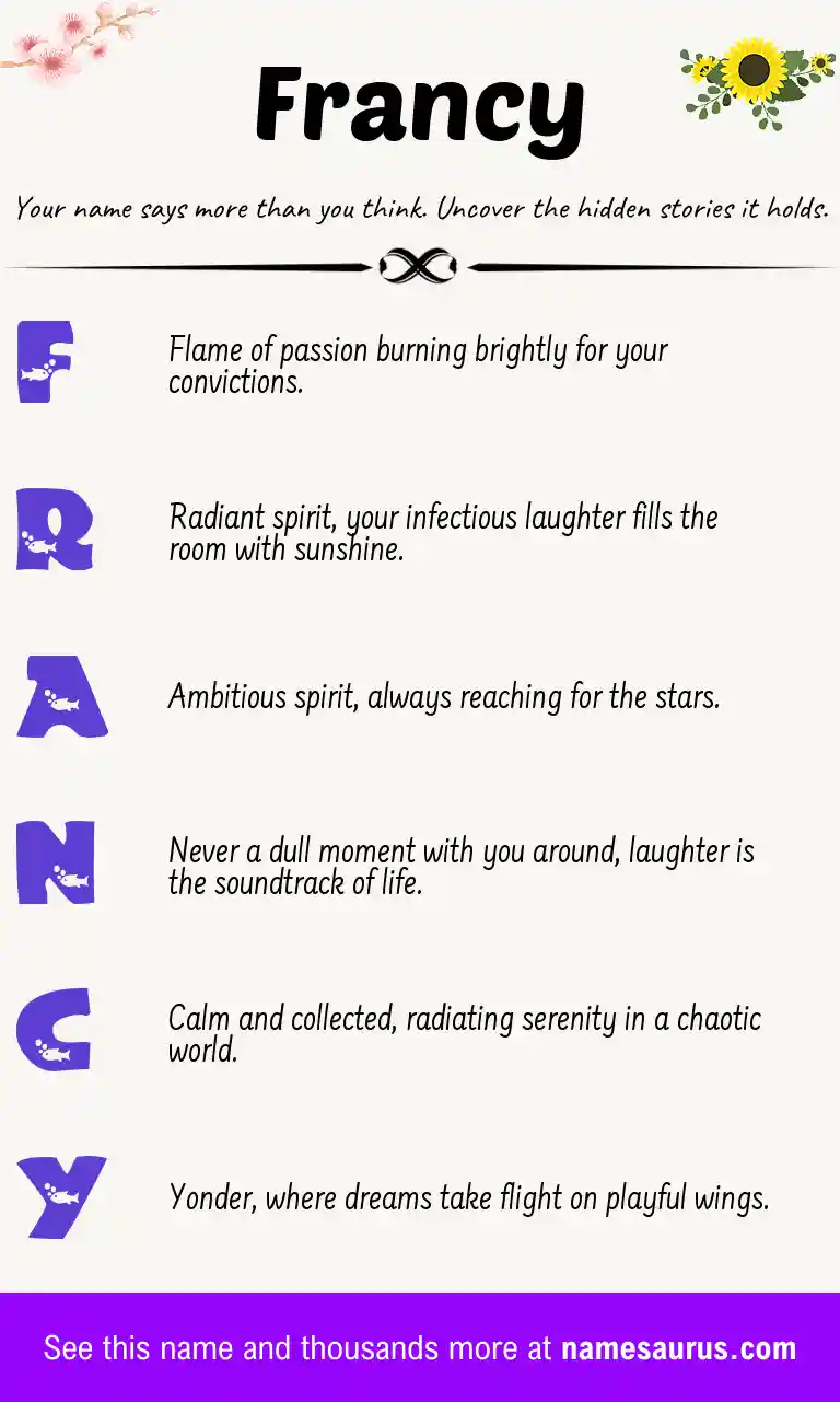 Acrostic poem about Francy.