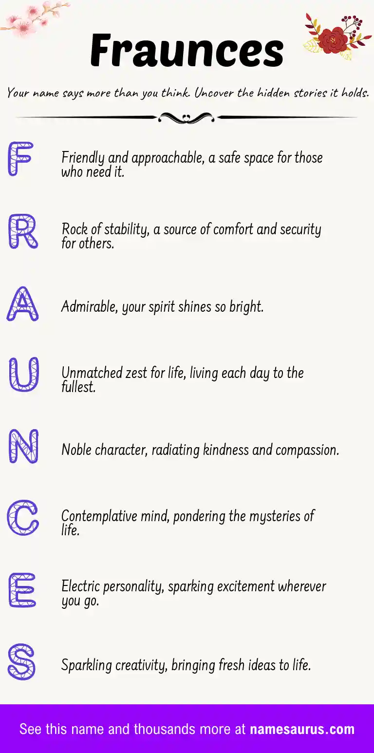 Acrostic poem about Fraunces.