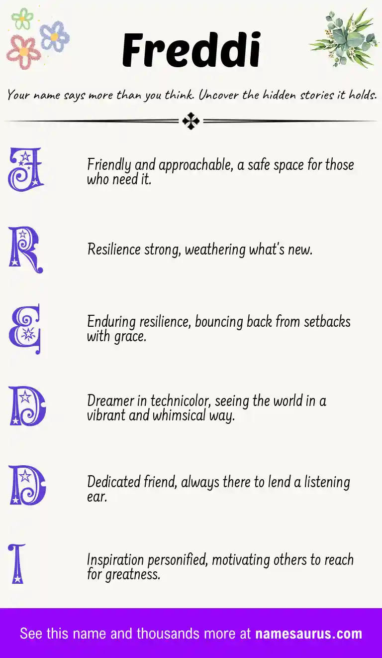 Acrostic poem about Freddi.